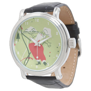 Montre Noël vintage, Père Noël chef avec dîner