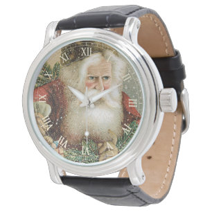 Montre Noël vintage, Père Noël victorien avec pin