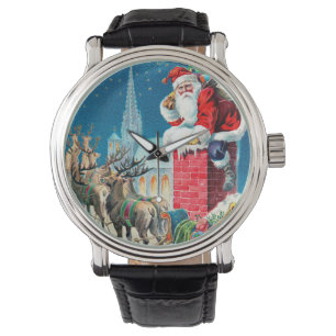 Montre Noël Vintage Père Noël victorien sur Chimney