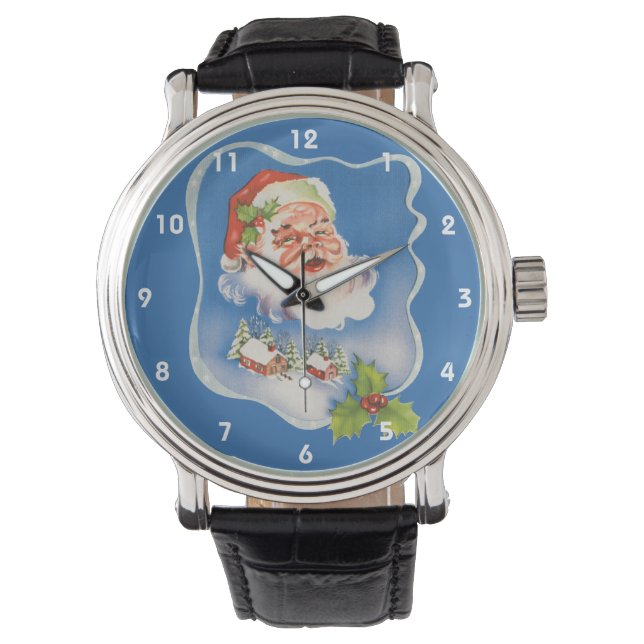 Montre Noël Vintage, Retro Jolly Santa Claus (devant)