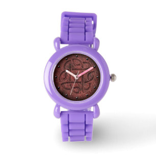 Montre Noeud celtique en relief sur art numérique en cuir