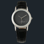 Montre Noir Blanc Moderne Minimaliste Élégant Monogramme<br><div class="desc">Découvrez notre collection minimaliste moderne de monogrammes noirs et blancs : Faites preuve de simplicité et de sophistication grâce à nos designs minimalistes, conçus pour élever votre style sans effort. Réalisée avec un oeil attentif pour l'esthétique moderne, cette collection présente des motifs noirs et blancs épurés accentués par des monogrammes...</div>