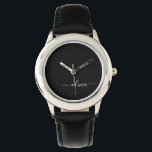 Montre Noir Blanc Moderne Minimaliste Élégant Monogramme<br><div class="desc">Découvrez notre collection minimaliste moderne de monogrammes noirs et blancs : Faites preuve de simplicité et de sophistication grâce à nos designs minimalistes, conçus pour élever votre style sans effort. Réalisée avec un oeil attentif pour l'esthétique moderne, cette collection présente des motifs noirs et blancs épurés accentués par des monogrammes...</div>
