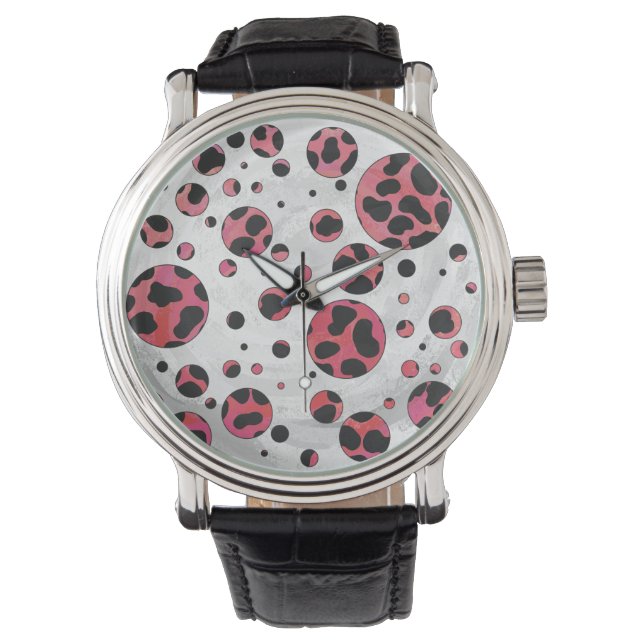 Montre Noir dalmate et rouge avec Pois (devant)