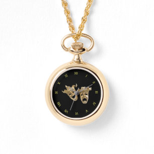 Montre Noir de masques de théâtre de comédie et de