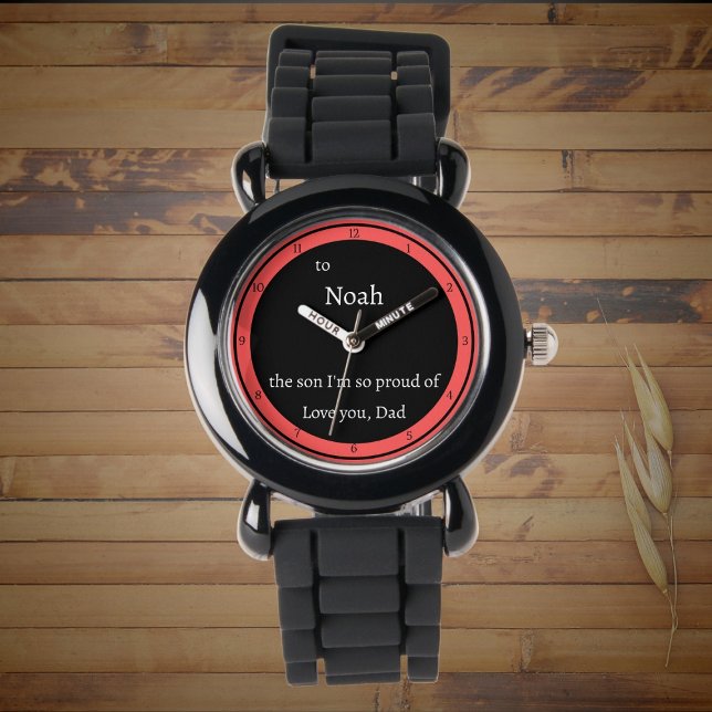 Montre Noir et blanc moderne avec cercle rouge (Créateur téléchargé)