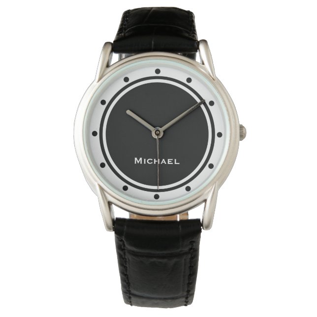 Montre Noir et blanc Moderne Chic Simple Minimaliste (devant)