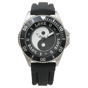 Montre Noir et blanc - Yin et Yang je t'aime
