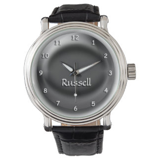 Montre - Noir orb 3D avec nom