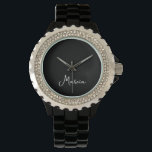 Montre Noir personnalisé tout simplement élégant<br><div class="desc">Simply Elegant Personnalisé Black Watch Un cadeau parfait pour maman,  petite amie ou femme - une belle montre au poignet noir. Pour des promenades décontractées ou une soirée,  cette montre peut être portée à n'importe quelle heure de la journée pour n'importe quelle occasion.</div>