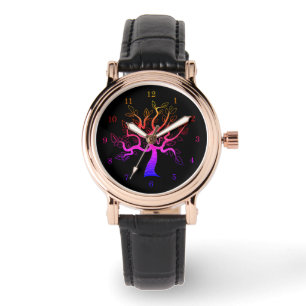 Montre noire d'arbre de couleur