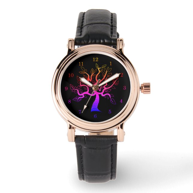 Montre noire d'arbre de couleur (Recto)