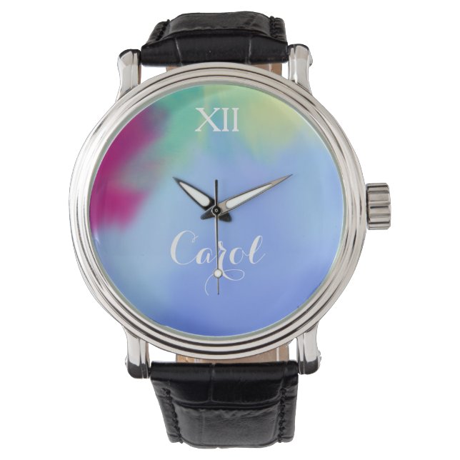 Montre Nom aquarelle personnalisé (devant)