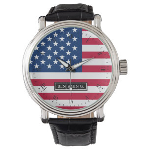 Montre Nom classique de coutume de drapeau américain
