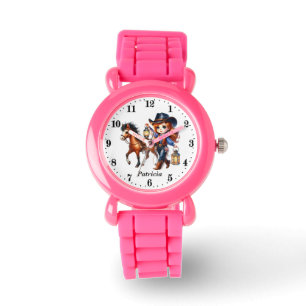 Montre Nom d'ajout de cowgirl mignonne