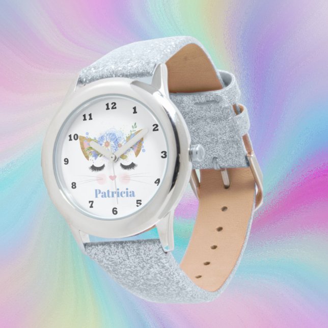 Montre Nom d'ajout de la face du chat mignon (Créateur téléchargé)