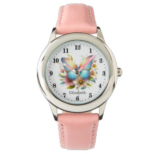 Montre Nom d'ajout de papillon filles mignonnes
