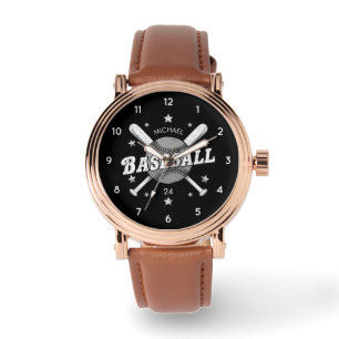 Montre Nom de base-ball personnalisé tendance Maroon