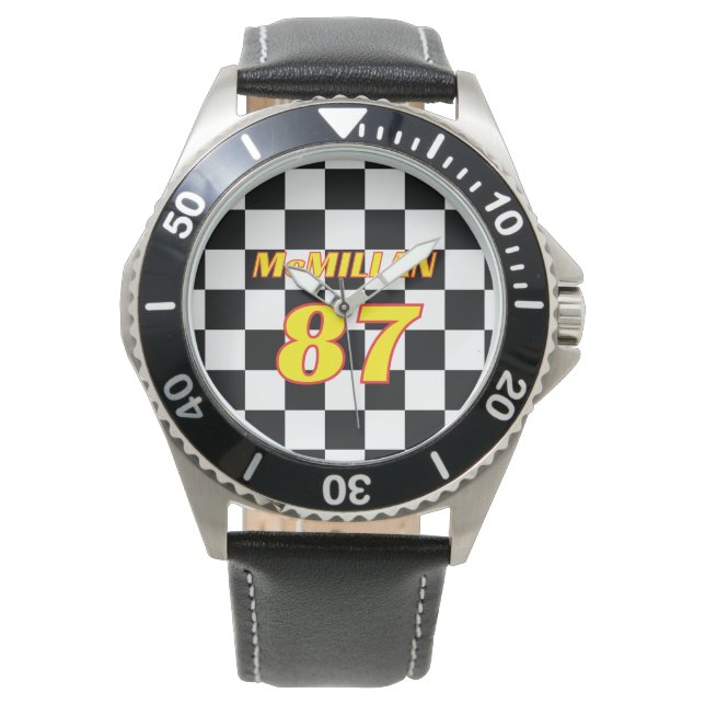 Montre Nom de course à damier  (devant)