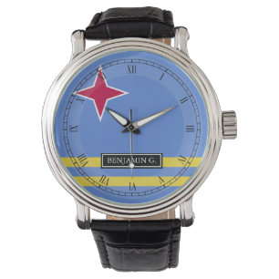 Montre Nom de coutume de drapeau d'Aruba