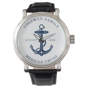 Montre Nom de famille d'ancre de bateau nautique personna