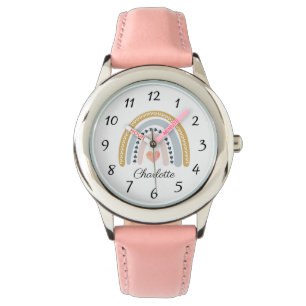 Montre Nom de fille boho mignon Aquarelle Arc-en-ciel