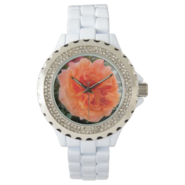 Montre Nom de la fleur rose corail (devant)