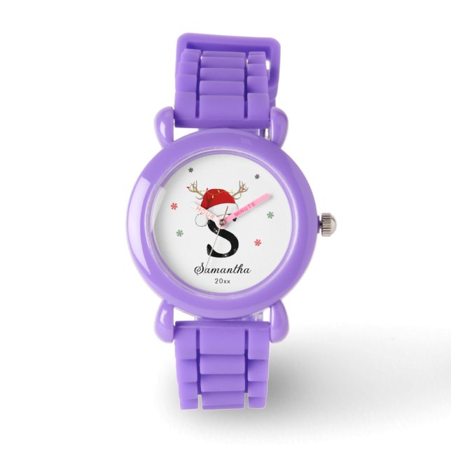 Montre Nom de la lettre Santa Hat | Monogramme | Initiale (Recto)