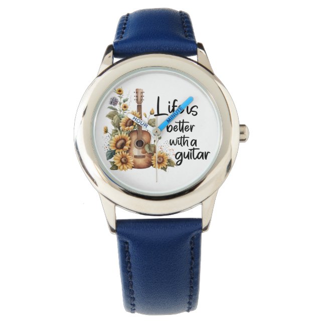 Montre Nom de la Personnaliser Guitare avec tournesol (devant)