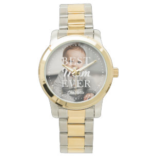 Montre Nom de la photo Best Mom Ever Silver Gold
