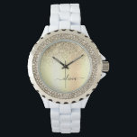 Montre Nom de monogramme moderne luxe girly pailleté or<br><div class="desc">Montre à monogramme en métal pailleté brillant métallisé feuille de faux or. C'est le cadeau parfait pour la remise des diplômes, l'anniversaire, le mariage, la douche de mariée, l'anniversaire de mariage, la douche de bébé ou l'enterrement de vie de jeune fille pour quelqu'un qui aime le luxe glamour et les...</div>