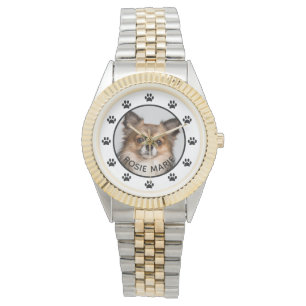 Montre Nom de photo de chien mignon Empreintes de pattes 