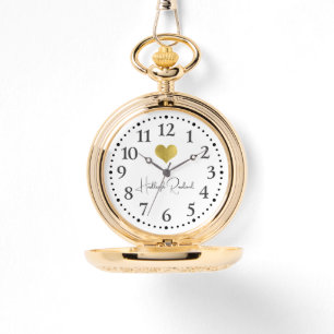 Montre Nom de script mignon Monogramme cœur doré