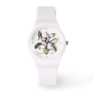 Montre Nom du monogramme de la fleur de Magnolia