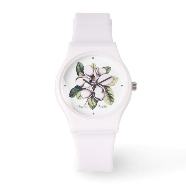 Montre Nom du monogramme de la fleur de Magnolia (Recto)