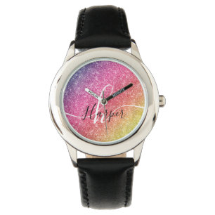 Montre Nom du monogramme de la Parties scintillant arc-en