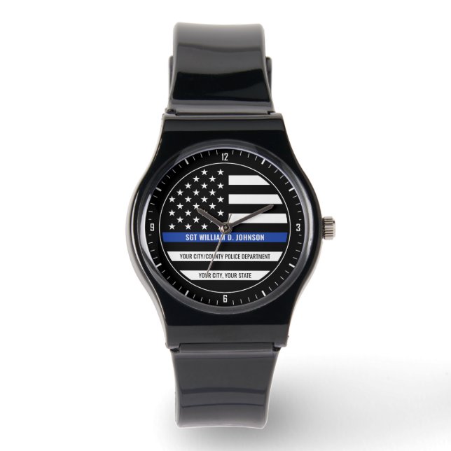Montre NOM D'UN POLICIER PERSONNALISÉ Police (Recto)