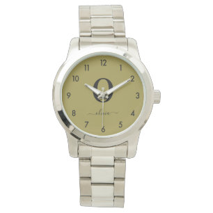 Montre Nom en écriture Monogramme Personnalisé Or et Noir