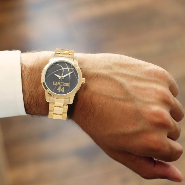 Montre Nom et numéro du joueur de basket-ball Noir et Or (Créateur téléchargé)