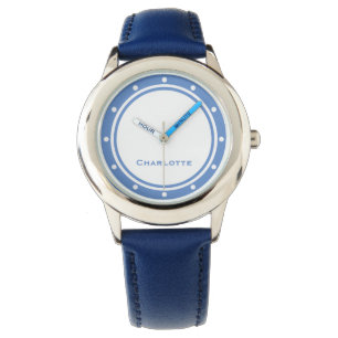 Montre Nom fait sur commande bleu minimaliste simple chic