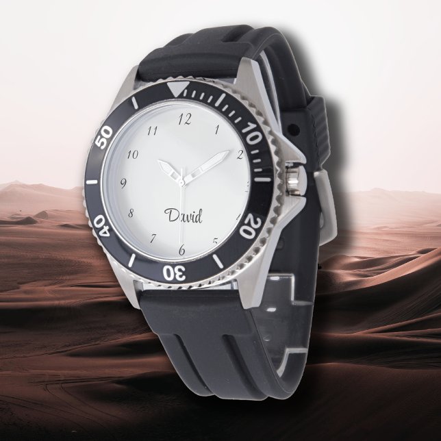 Montre Nom Fille Garçon Femmes Hommes | Alabaster Elegant (Créateur téléchargé)