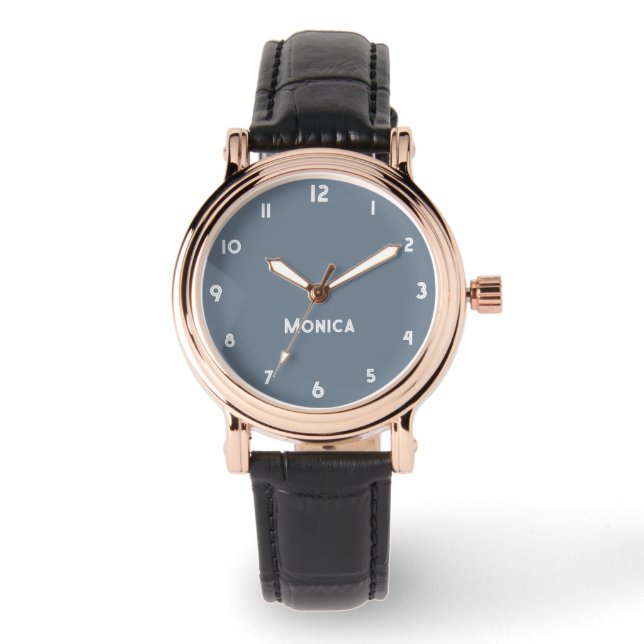 Montre Nom Fille Garçon Femmes Hommes | Ardoise gris élég (Recto)