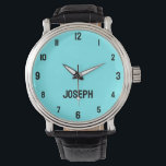 Montre Nom Fille Garçon Femmes Hommes | Blue électrique m<br><div class="desc">Nom personnalisé Fille garçon femmes hommes | Electric Blue Elegant Modern Watch | Classique | Élégant | tendance | Style | Cadeau. Vous pouvez choisir d'ajouter votre nom, le nom d'un proche ou un message spécial. Qu'il s'agisse d'un cadeau sincère pour quelqu'un qui vous est cher ou d'un régal personnel,...</div>