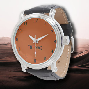 Montre Nom Fille Garçon Femmes Hommes Élégant en acajou