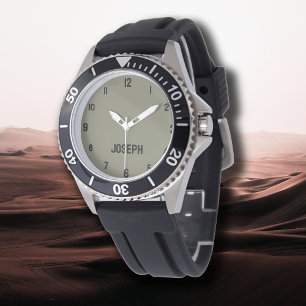 Montre Nom Fille Garçon Femmes Hommes Moderne Gris Chau