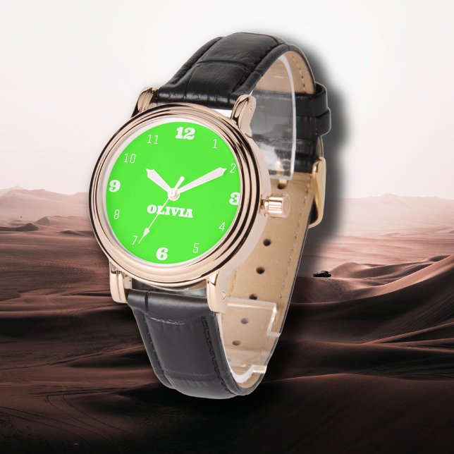 Montre Nom Fille Garçon Femmes Hommes | Neon Green Style (Créateur téléchargé)