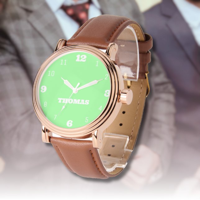 Montre Nom Fille Garçon Femmes Hommes | Neon Mint Stylish (Créateur téléchargé)