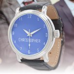 Montre Nom Fille Garçon Femmes Hommes | Royal Blue Elegan<br><div class="desc">Nom personnalisé Fille garçon femmes hommes | Royal Blue Elegant Modern Watch | Classique | Élégant | tendance | Style | Cadeau. Vous pouvez choisir d'ajouter votre nom, le nom d'un proche ou un message spécial. Qu'il s'agisse d'un cadeau sincère pour quelqu'un qui vous est cher ou d'un régal personnel,...</div>