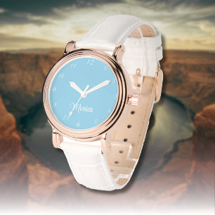 Montre Nom Fille Garçon Femmes Hommes Sky Blue Elegant
