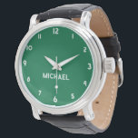 Montre Nom Fille Garçon Femmes Hommes | Vert bouteille él<br><div class="desc">Nom personnalisé Fille garçon femmes hommes | Bouteille Green Elegant Modern Watch | Classique | Élégant | tendance | Style | Cadeau. Vous pouvez choisir d'ajouter votre nom, le nom d'un proche ou un message spécial. Qu'il s'agisse d'un cadeau sincère pour quelqu'un qui vous est cher ou d'un régal personnel,...</div>